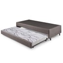 Ver imagem 1 de Bicama Box Solteiro Courino Linho Marrom 88x188x28 Cm com Colchão Auxiliar Ecoflex