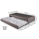 Ver imagem 2 de Bicama Box Solteiro Courino Linho Marrom 88x188x28 Cm com Colchão Auxiliar Ecoflex