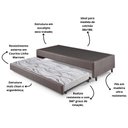 Ver imagem 4 de Bicama Box Solteiro Courino Linho Marrom 88x188x28 Cm com Colchão Auxiliar Ecoflex
