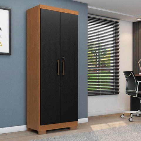 Armário Multiuso Max Plus 2 Portas Preto/Cinamomo