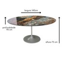 Ver imagem 5 de Mesa de Jantar Saarinen Oval 140x90 Cm Tampo Calacata Verde Ocean Base Verde Cor Branco