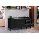 Ver imagem 1 de Gabinete Cozinha Mdf 1,74m Completo Brilho com Espaço Forno:preto