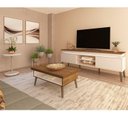 Ver imagem 1 de Conjunto Sala de Estar Rack para TV até 75 pol com LED e Mesa de Centro Lucca com Mesa de Apoio Chic Branco 100% MDF