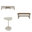 Ver imagem 2 de Conjunto Sala de Estar Rack para TV até 75 pol com LED e Mesa de Centro Lucca com Mesa de Apoio Chic Branco 100% MDF
