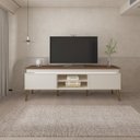 Ver imagem 3 de Conjunto Sala de Estar Rack para TV até 75 pol com LED e Mesa de Centro Lucca com Mesa de Apoio Chic Branco 100% MDF