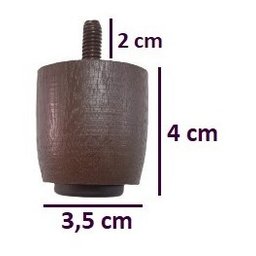 Kit 12 Pés para Cama Box Baú Queen ou King Jr Marrom 4cm Altura Madeira Maciça - 2