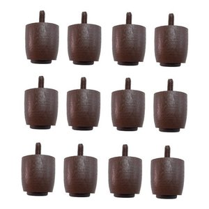 Kit 12 Pés para Cama Box Baú Queen ou King Jr Marrom 4cm Altura Madeira Maciça