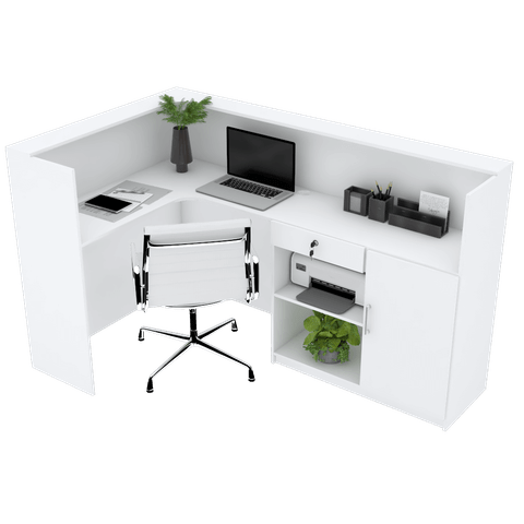 Balcão Caixa em L Recepção M533.b (loja, Caixa, Atendende) Mundi Moveis