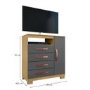 Ver imagem 5 de Kit Cômoda Sapateira 1 Porta 4 Gavetas e Multiuso 2 Portas Porto Belo Carvalho Grafite