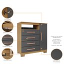 Ver imagem 3 de Kit Cômoda Sapateira 1 Porta 4 Gavetas e Multiuso 2 Portas Porto Belo Carvalho Grafite