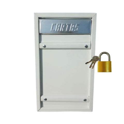 Caixa Correio Carta Portão Grade/embutir(grande) Branca C/cadeado