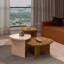 Ver imagem 1 de Kit Mesas para Sala de Estar com 1 Mesa de Centro Oval e 2 Mesas Laterais Delta Marrom