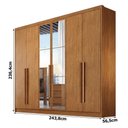 Ver imagem 3 de Guarda Roupa Casal Linea Plus 6 Portas de Bater 6 Gavetas MDF Cinamomo com Espelho 243,8cm