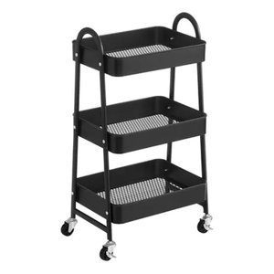Carrinho Organizador Multiuso 3 Prateleiras Metal Preto