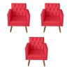 Kit 3 poltrona Para sala de Estar Bianca Capitonê Rodapé Suede Vermelho - Móveis Mafer - 1
