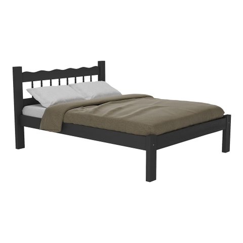 Cama Casal Madeira Maciça para Colchão 128/138x188cm Capri Multimóveis CR4140 Preta