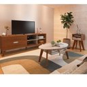 Ver imagem 1 de Conjunto Sala de Estar Rack para TV até 60 Polegadas com Mesa de Centro Diva e Mesa Lateral Vip Marrom