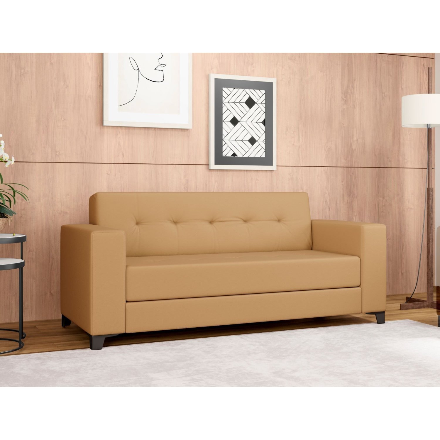 Sofá Bronze 3 Lugares Corino 191cmx83cm - 1