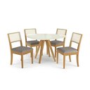 Ver imagem 2 de Conjunto Mesa de Jantar Orgânica Duna e 4 Cadeiras Lola em Madeira Maciça com Vidro Off White/Cinza
