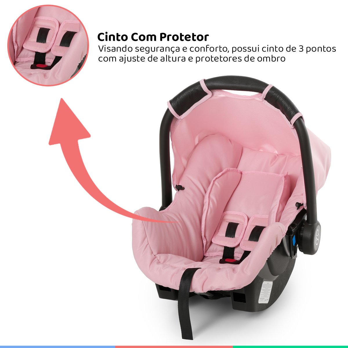 Bebe Conforto Cadeirinha Auto Infantil 0 Até 13Kg Dispositivo de Retenção Grid Rosa Galzerano Bebê C - 4