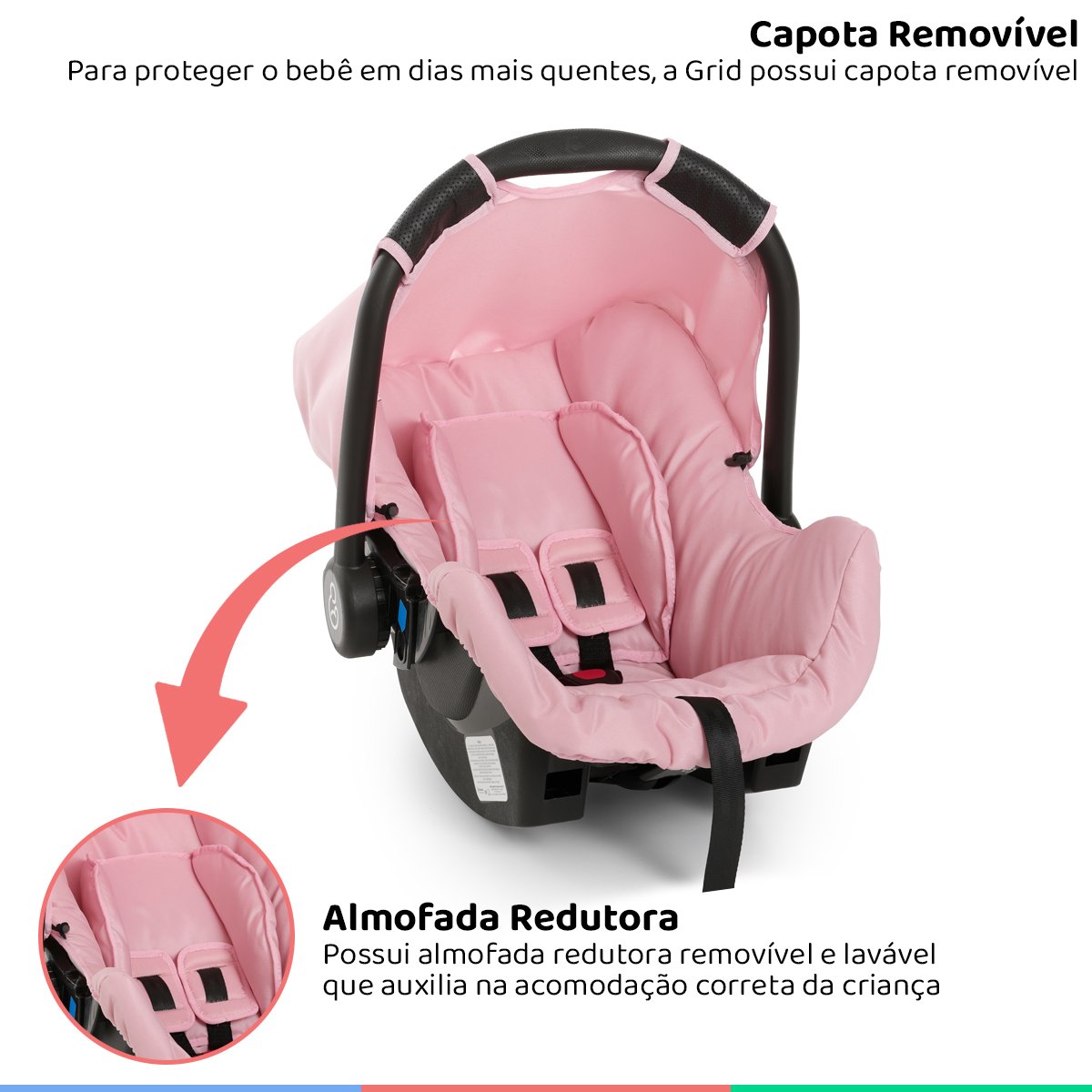 Bebe Conforto Cadeirinha Auto Infantil 0 Até 13Kg Dispositivo de Retenção Grid Rosa Galzerano Bebê C - 2
