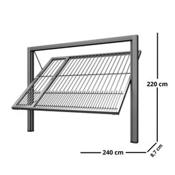 Portão Contrapeso de Aço Galvanizado com Grade Tubolar 220x240 Req: 8,7 - 4