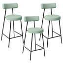 Ver imagem 1 de Kit 03 Banquetas Baixa Bar Cozinha Sala de Jantar Aço Milão L02 Linho Verde Menta - Lyam Decor