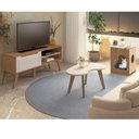 Ver imagem 1 de Conjunto Sala de Estar Rack para TV até 47 pol Lotus com Mesa de Centro e Mesa de Apoio para Pet Marrom