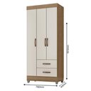 Ver imagem 5 de Guarda Roupa Solteiro Lite 3 Portas Nature Off White - Móveis Leão