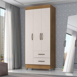 Guarda Roupa Solteiro Lite 3 Portas Nature Off White - Móveis Leão - 2