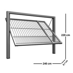 Portão Contrapeso de Aço Galvanizado com Grade Tubolar 220x240 Req: 8,7 - 4