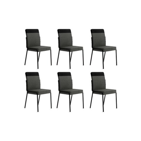 Cadeira de Cozinha Duo 1739 Kit 6 Uni Preto/grafite - Preto - Carraro