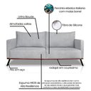 Ver imagem 3 de Sofá Living 3 Lugares com Pés de Ferro Almofadas Soltas 220cm Saiph Bouclê Cinza G63 - Gran Belo
