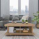 Ver imagem 3 de Conjunto Sala de Estar Painel Ripado para TV até 75 pol Madagascar com Mesa de Centro Dunas e Mesa de Apoio Marrom 100% MDF