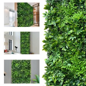 Placas de Jardim Vertical Artificial Premium 100x50cm com Folhas Verdes Realistas P/ Parede Decorada
