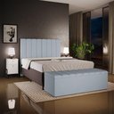 Ver imagem 2 de Kit Cabeceira Cama Box Casal King 195cm com Calçadeira Baú Dália W01 Suede Cinza - Lyam