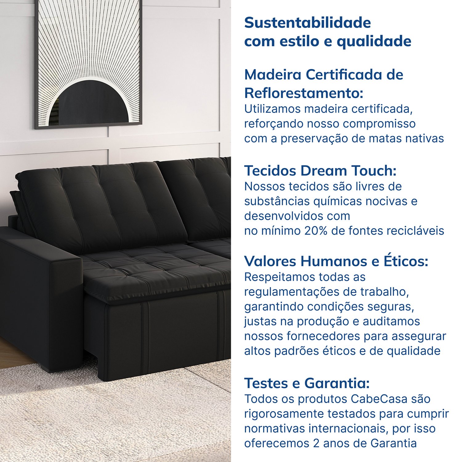 Sofá Cama Retrátil Palmeira 3 Lugares 220cm Veludo Cabecasa MadeiraMadeira - 10