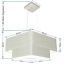Ver imagem 2 de Lustre Pendente Duplo Quadrado Vivare Md-4344 Cúpula em Tecido 45x35cm - Bivolt 127/220v Rustico-