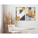 Ver imagem 1 de Kit 2 Quadros Decorativo Linhas e Formas Orgânicas Abstratas 70x50cm sem Vidro Cor:spice