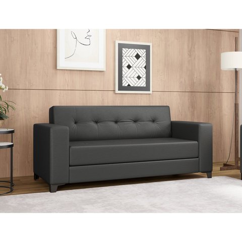Sofá 3 Lugares Corino Preto Bronze 191cm