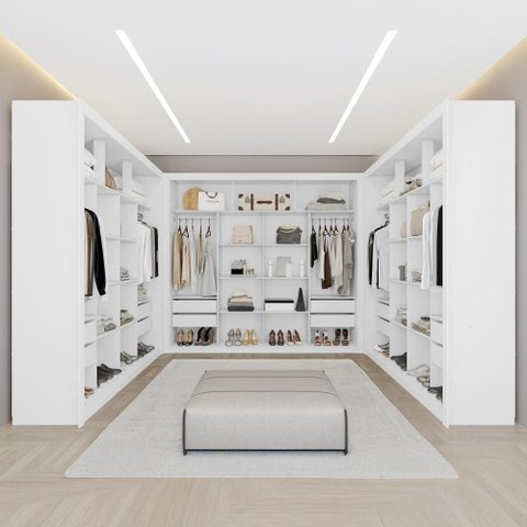 Guarda Roupa Closet Triplo Nt6060 Mdf Branco Amoudi Móveis