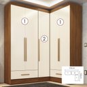 Ver imagem 2 de Quarto Modulado de Canto 3 Peças 5 Portas 2 Gavetas Smart Plus