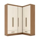 Ver imagem 3 de Quarto Modulado de Canto 100% MDF 3 Peças 5 Portas 2 Gavetas Smart Plus Espresso Móveis Off White/Cinamomo