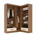Ver imagem 5 de Quarto Modulado de Canto 100% MDF 3 Peças 5 Portas 2 Gavetas Smart Plus Espresso Móveis Off White/Cinamomo