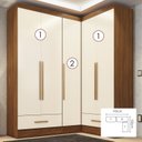 Ver imagem 2 de Quarto Modulado de Canto 100% MDF 3 Peças 5 Portas 2 Gavetas Smart Plus Espresso Móveis Off White/Cinamomo