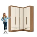 Ver imagem 4 de Quarto Modulado de Canto 100% MDF 3 Peças 5 Portas 2 Gavetas Smart Plus Espresso Móveis Off White/Cinamomo