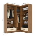 Ver imagem 6 de Quarto Modulado de Canto 100% MDF 3 Peças 5 Portas 2 Gavetas Smart Plus Espresso Móveis Off White/Cinamomo