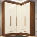 Ver imagem 1 de Quarto Modulado de Canto 100% MDF 3 Peças 5 Portas 2 Gavetas Smart Plus Espresso Móveis Off White/Cinamomo