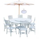 Ver imagem 1 de Conjunto Mesa Giratoria 8 Cadeiras Aluminio Piscina Jardim Branco
