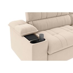 Sofá Stylus 2,10m Retrátil/reclinável com Porta Copos e Cooler Suede Capuccino - Xflex Sofás - 2